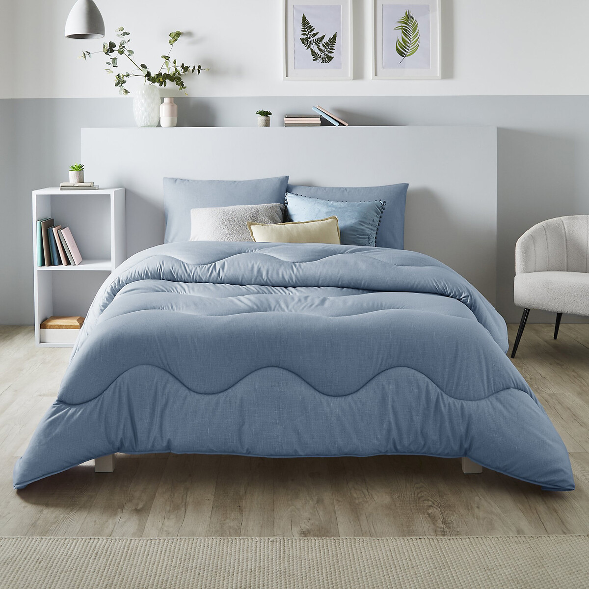 10.5 Tog Linen Print Coverless Duvet blue, NIGHT LARK