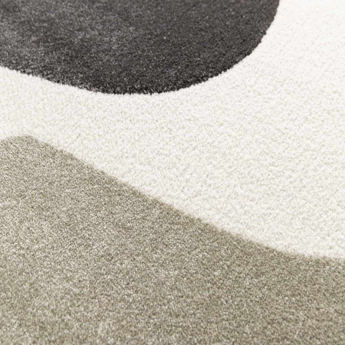 Tapis moderne à motif abstrait BRELA SEVENTIES gris noir, THE DECO FACTORY