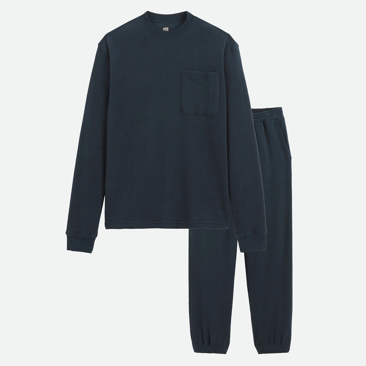 Pyjama en éponge coton gratté bleu marine, LA REDOUTE COLLECTIONS