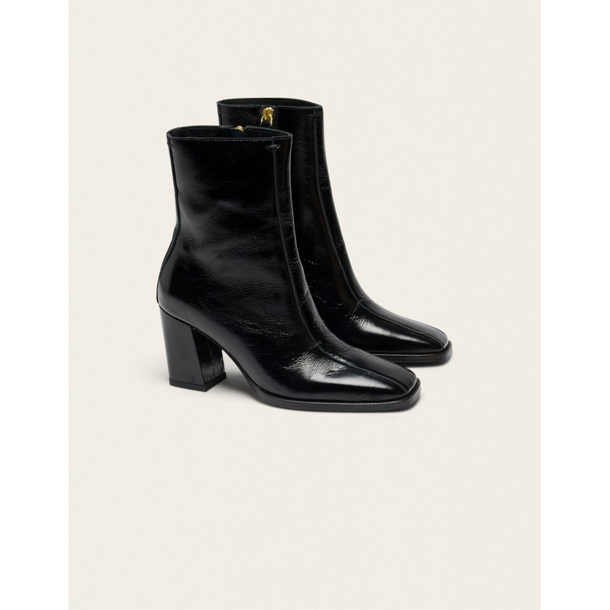 Bottines à talons SORALI cuir plissé noir, ODAJE