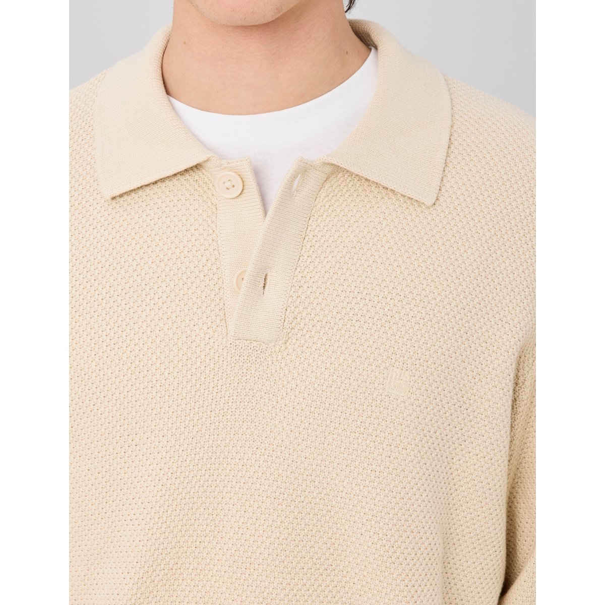 Pull col polo blanc cassé, BZB