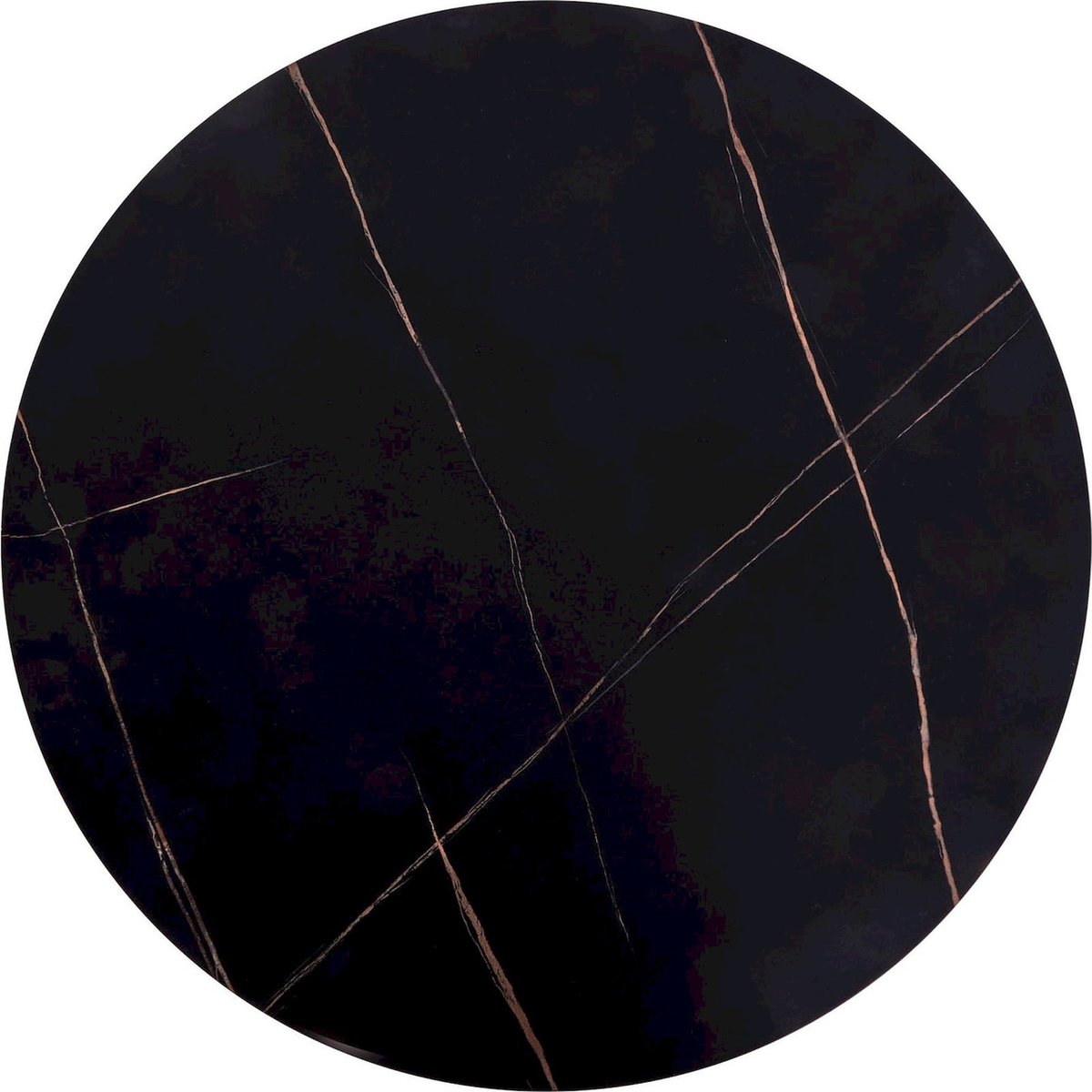 Table basse ronde en métal collection DENSURE noir effet marbre, RECOLLECTION