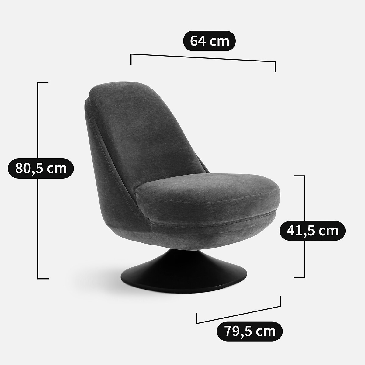 Sillón giratorio de terciopelo, SETTANTO arcilla, AM.PM