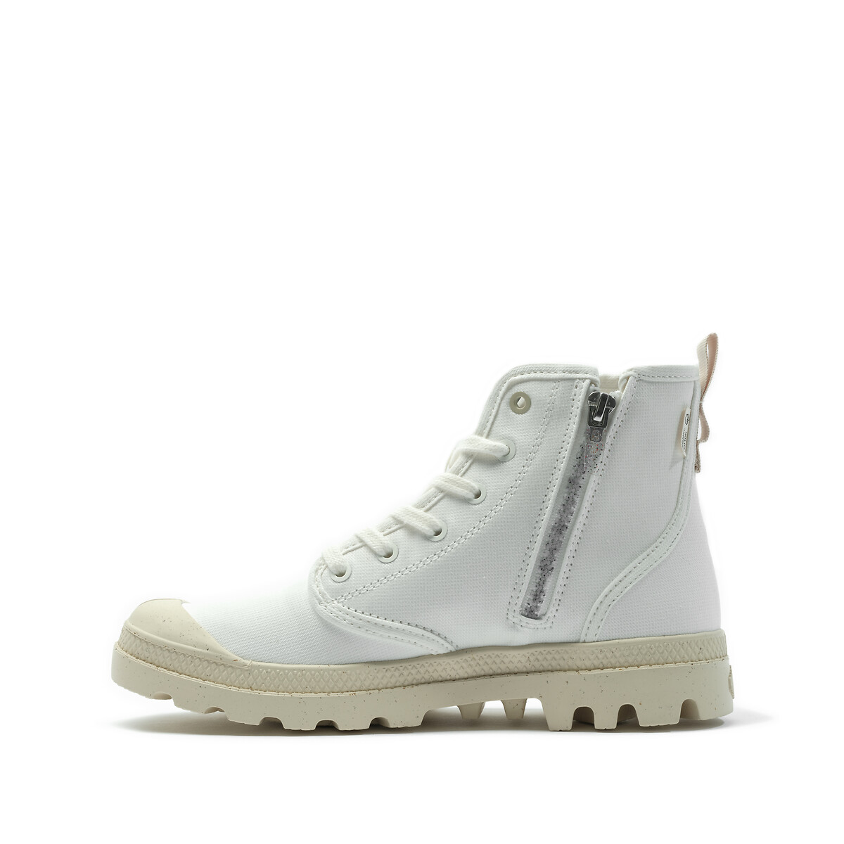 Sneakers alte Pampa Hi Zip Organic bianco, PALLADIUM