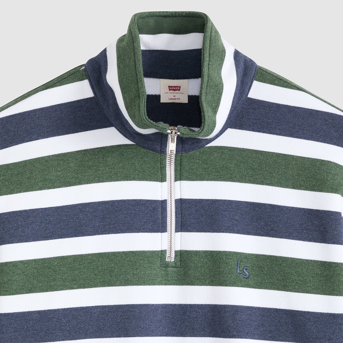 Sweat demi-zippé, CAMERON rayé bleu vert, LEVI'S