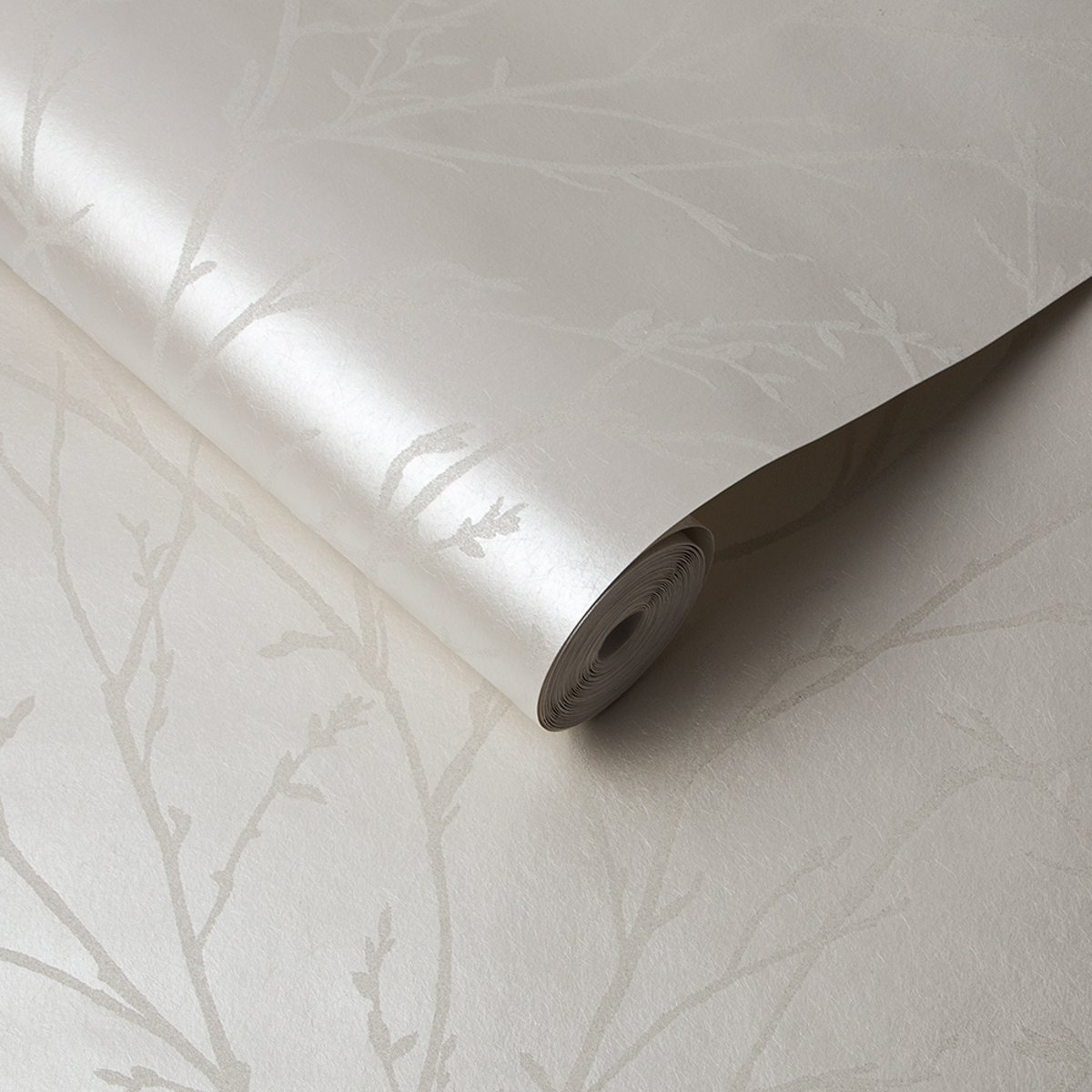 Papier peint Branches moirées Woodland beige argenté, GRAHAM ET BROWN