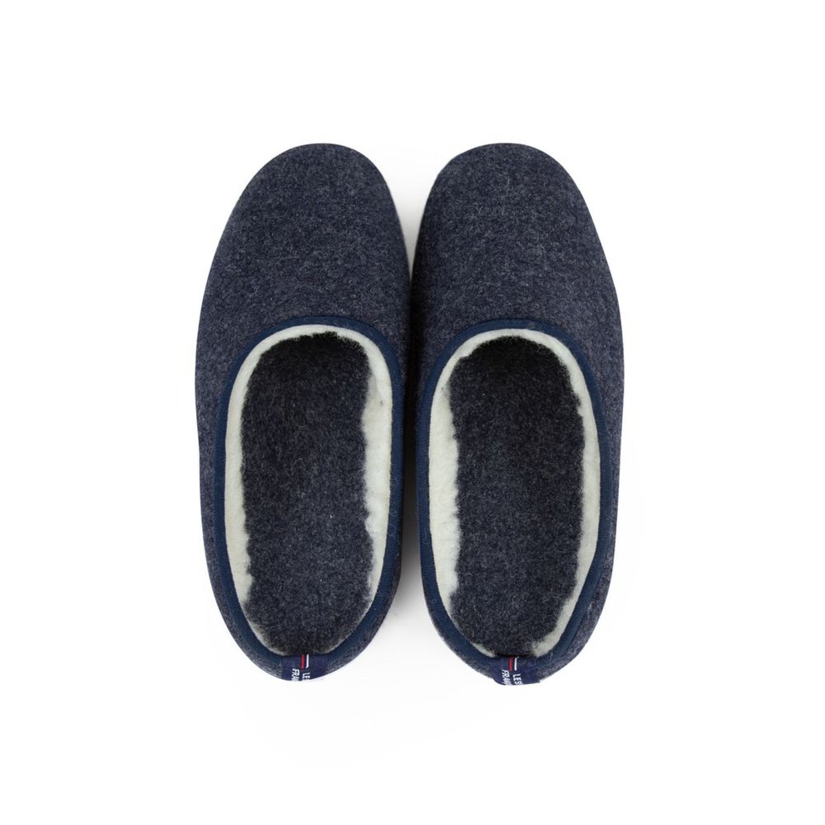Chaussons d'intérieur en laine Claude bleu marine, LE SLIP FRANCAIS