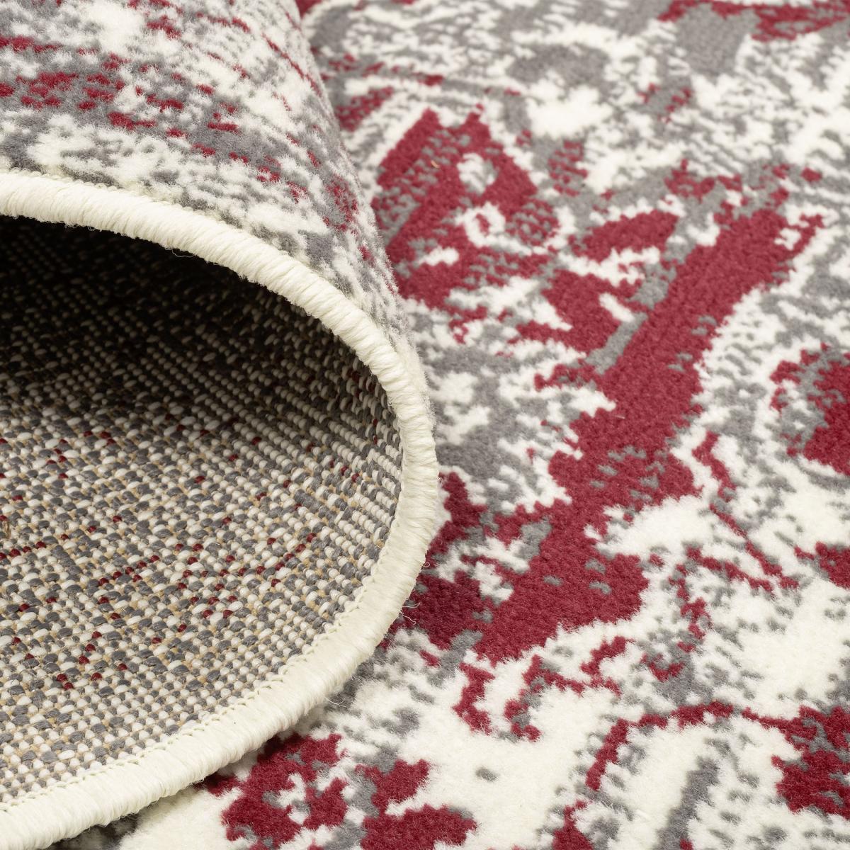 Tapis salon motif oriental vintage, ornements délicats, LYN1 VINT rouge, crème, UN AMOUR DE TAPIS