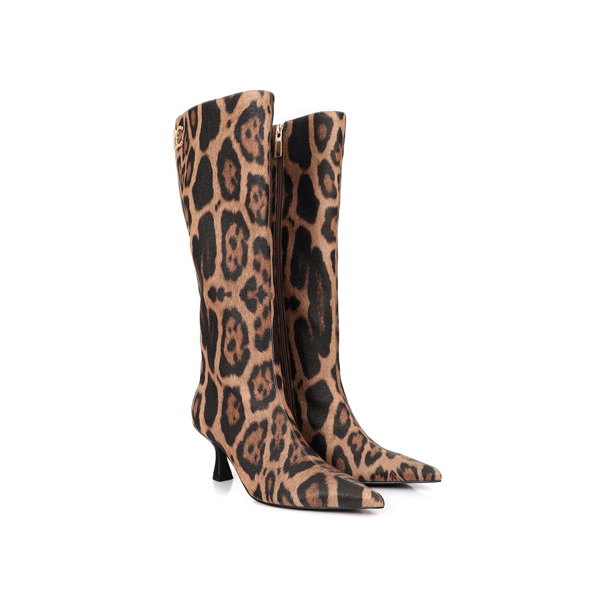Bottes à talons imprimé léopard effet daim léopard, LOLA CASADEMUNT