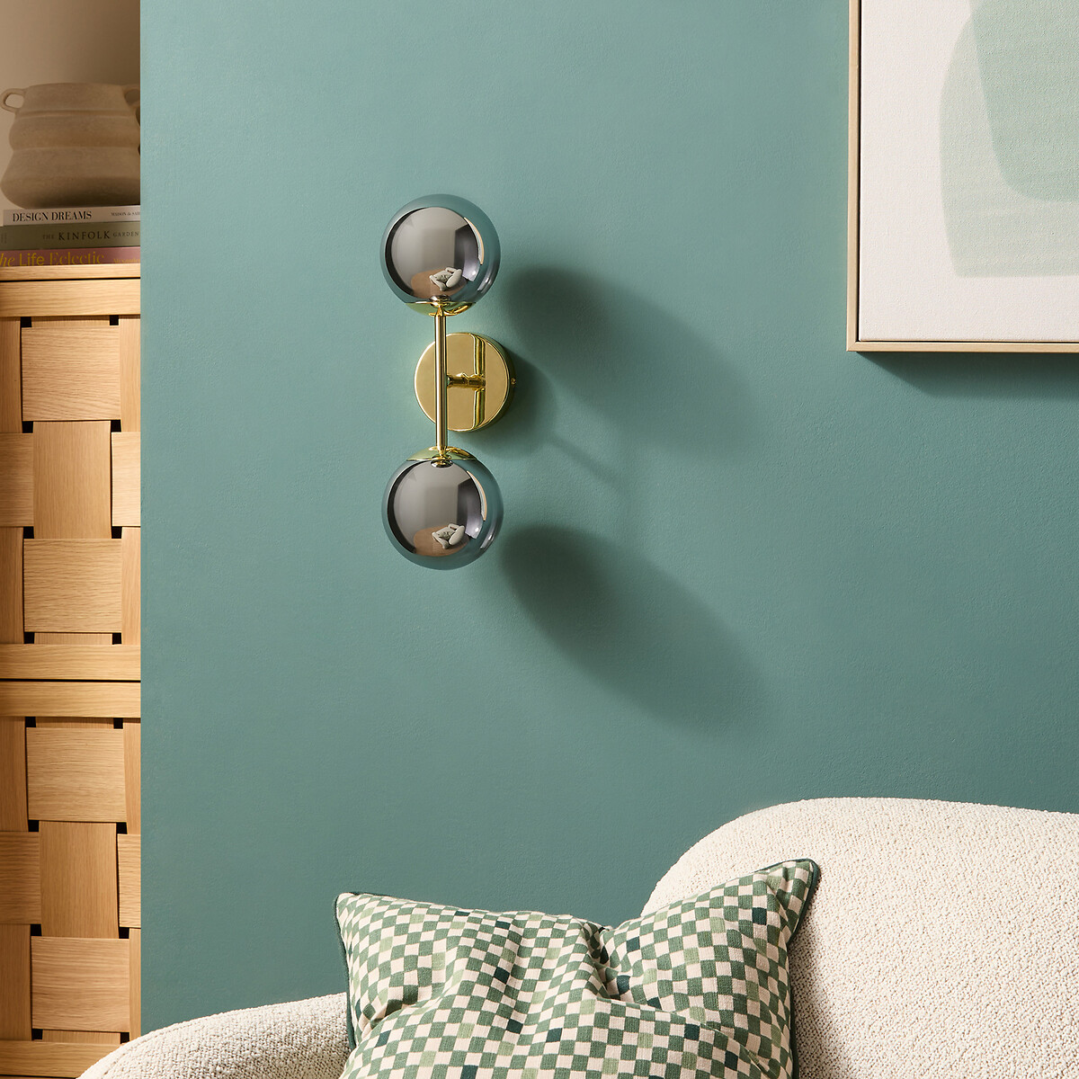 MADE.COM Globe 2-Light Wall Light in Brass smoke grey, MADE
