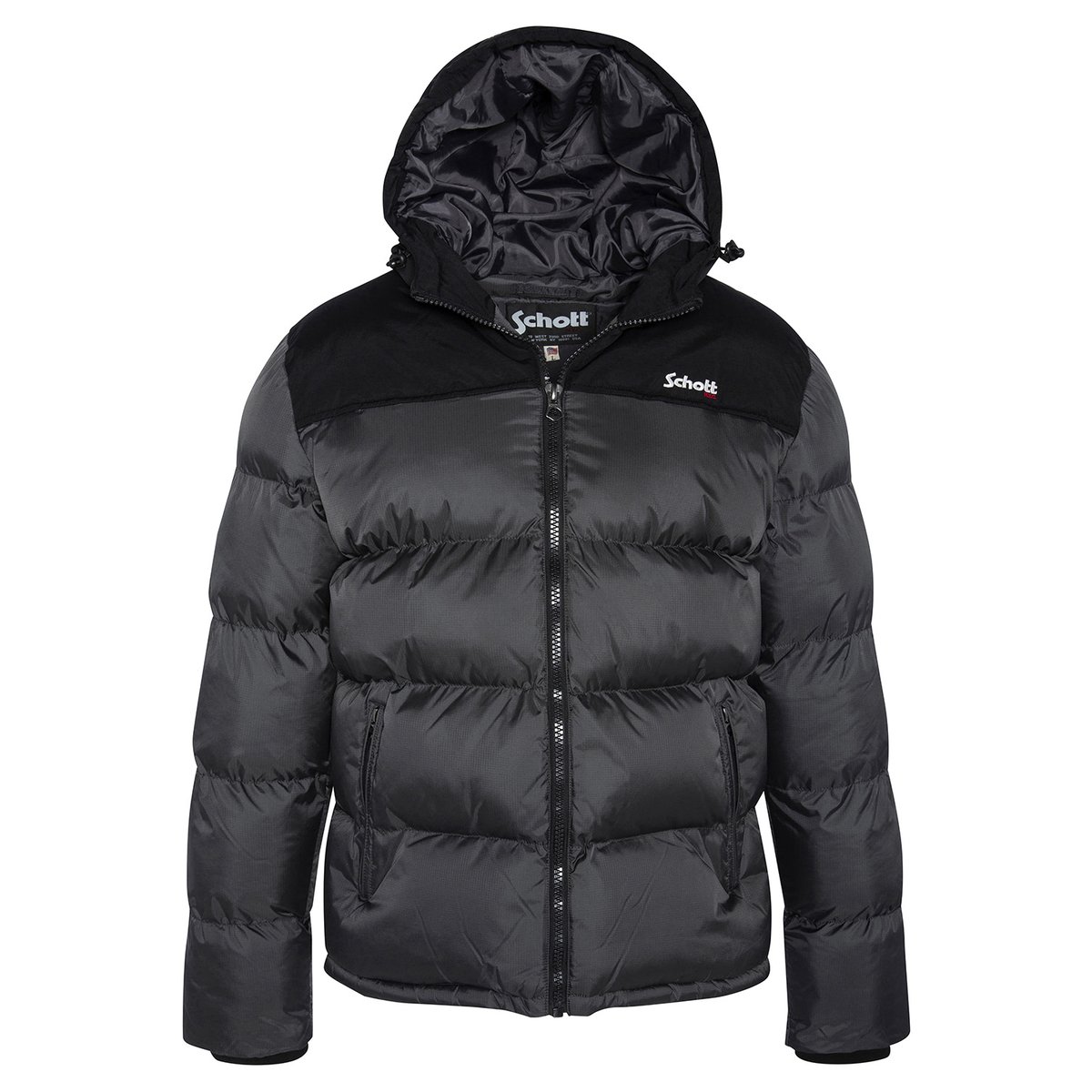 Doudoune à capuche unisexe anthracite, SCHOTT
