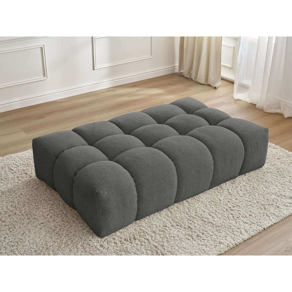 Pouf tissu chiné, EVEREST gris foncé, BOBOCHIC