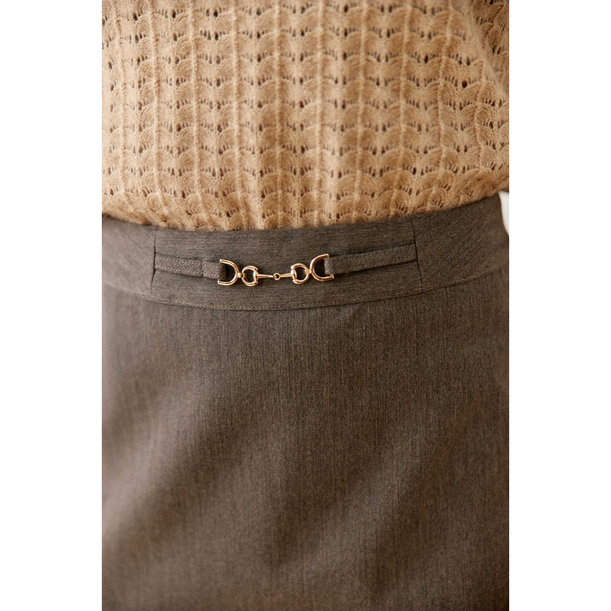 Jupe courte droite uni JANINO 14-taupe, LA PETITE ETOILE