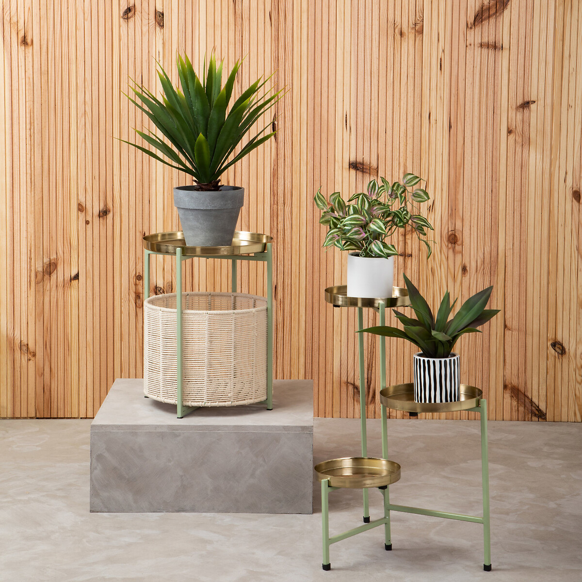 Pastel Metal Three-Tier Plant Stand green, SO'HOME