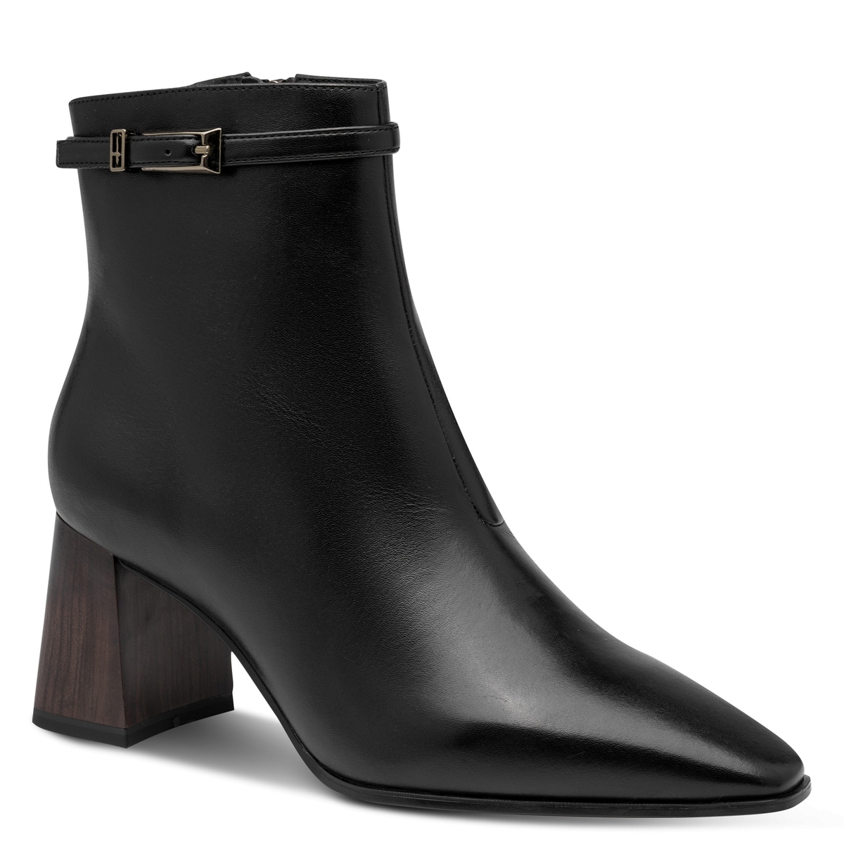 Bottine talon bloc noir cuir, TAMARIS