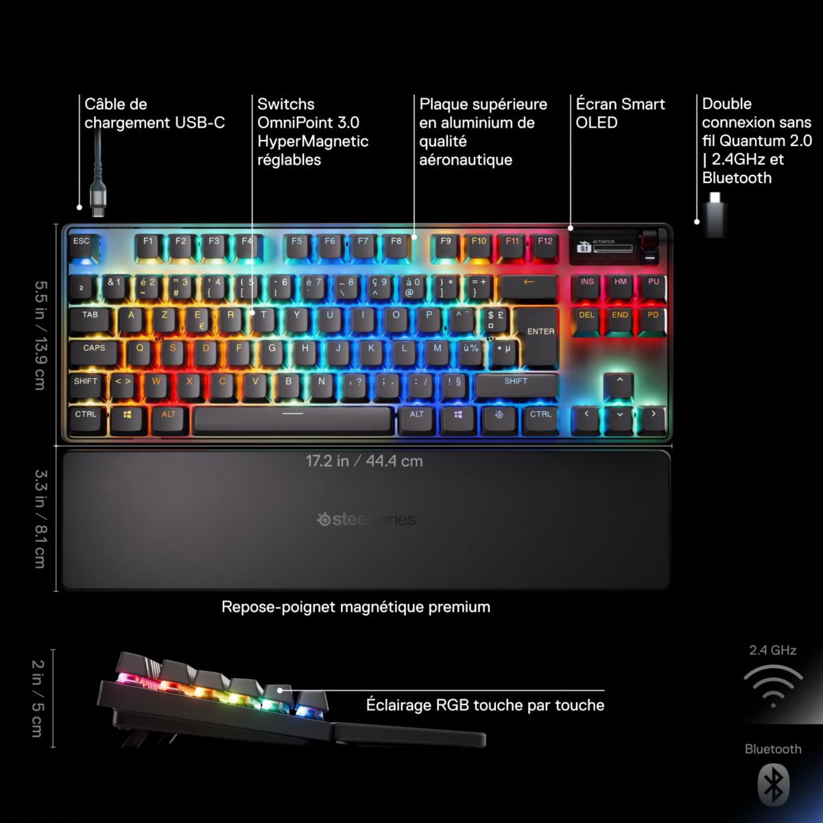 Clavier gamer sans fil APEX PRO TKL WL Gen 3 - FR couleur unique, STEELSERIES
