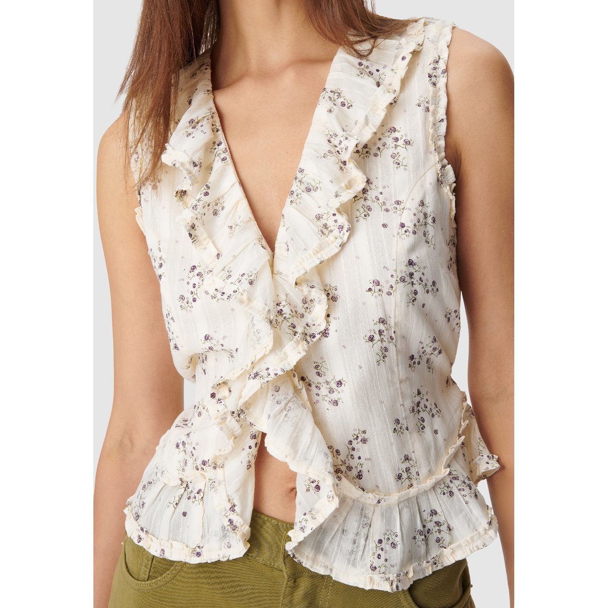 Top imprimé floral blanc cassé, IKKS