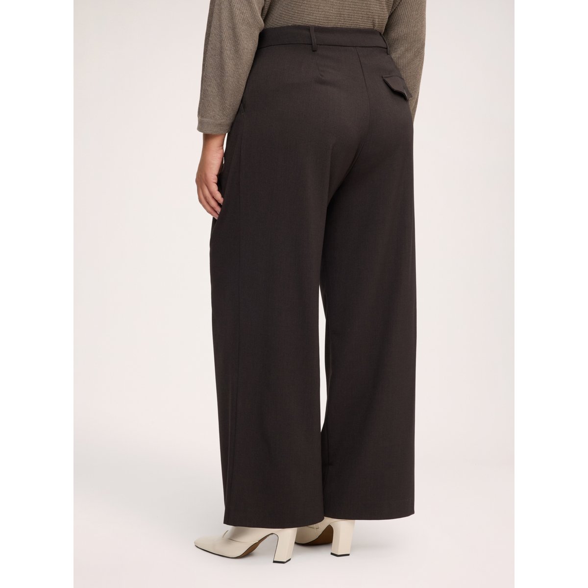 Pantalon palazzo avec fermeture portefeuille marron, FIORELLA RUBINO
