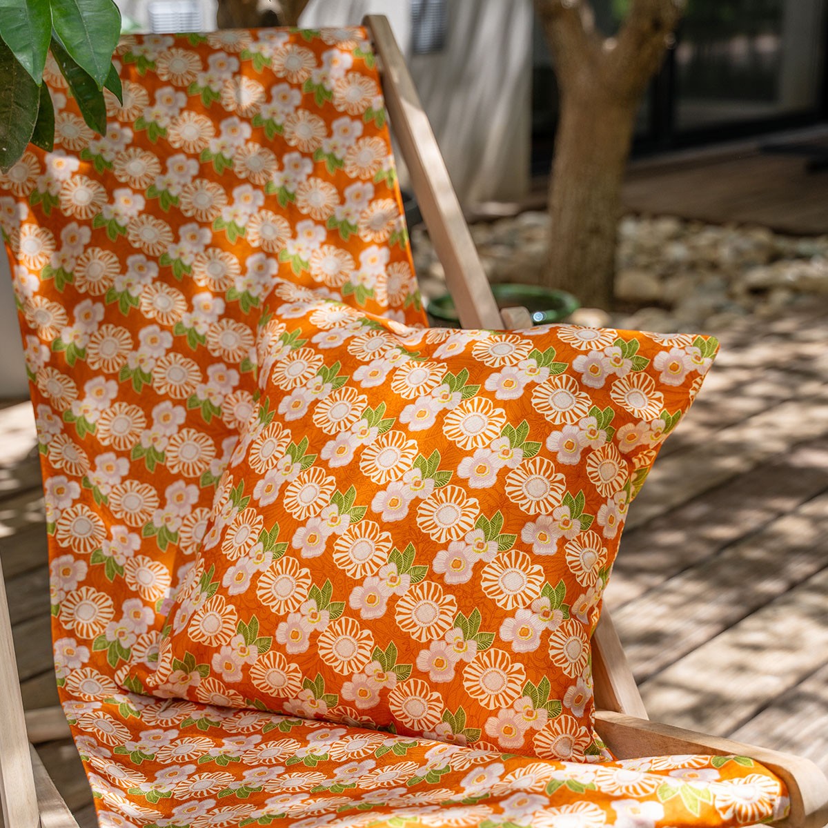 Toile de Transat / Chilienne THAIS orange, VENT DE BOHÈME