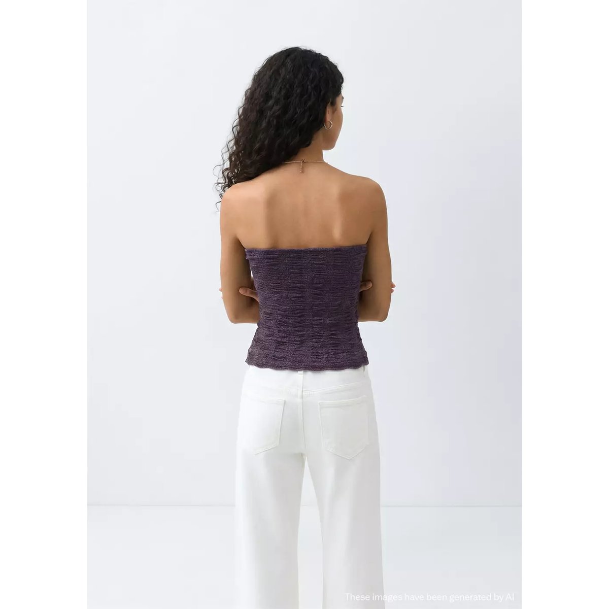 Top bandeau métallisé violet, MANGO TEEN