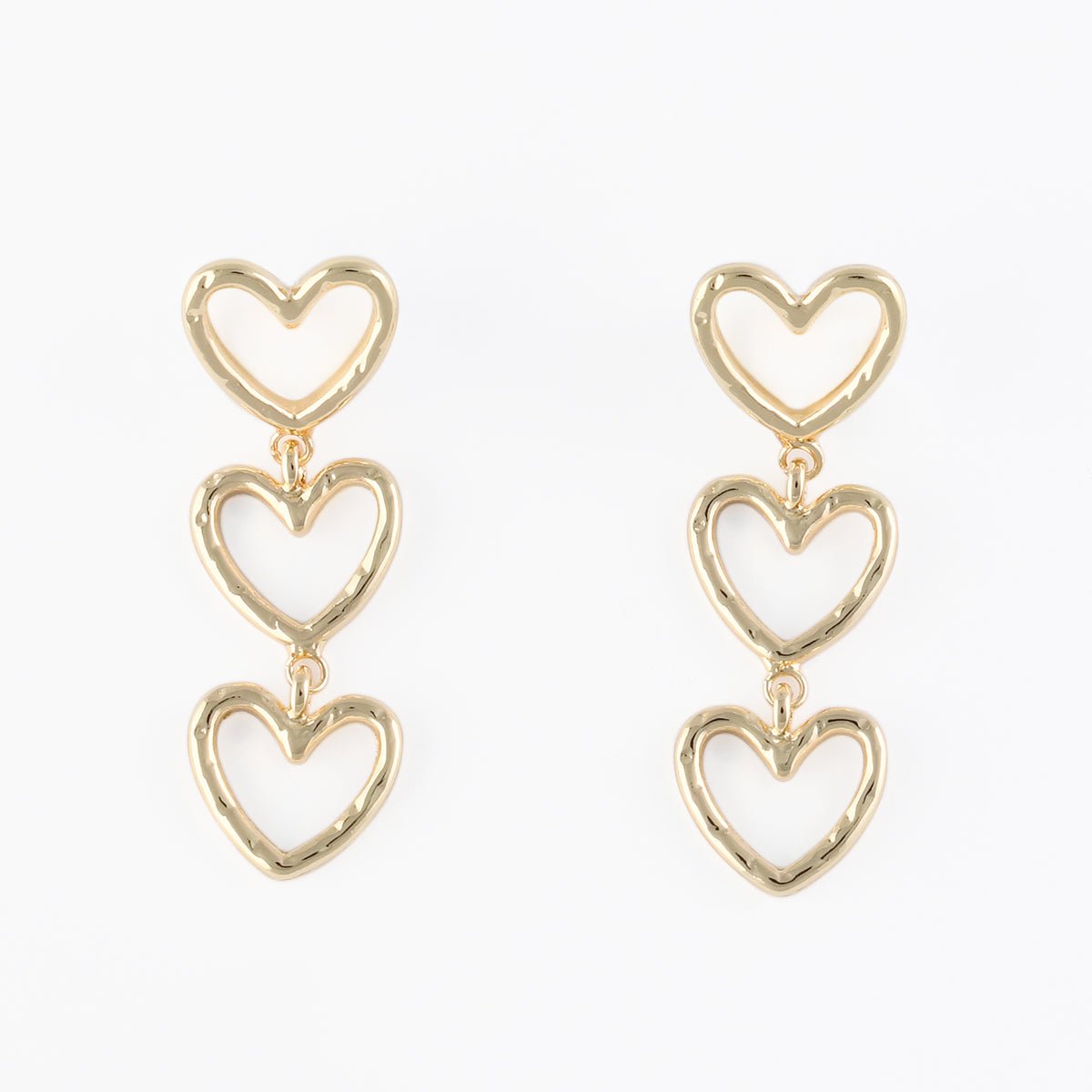 Boucles d'oreilles pendantes 3 cœurs doré, BALABOOSTE