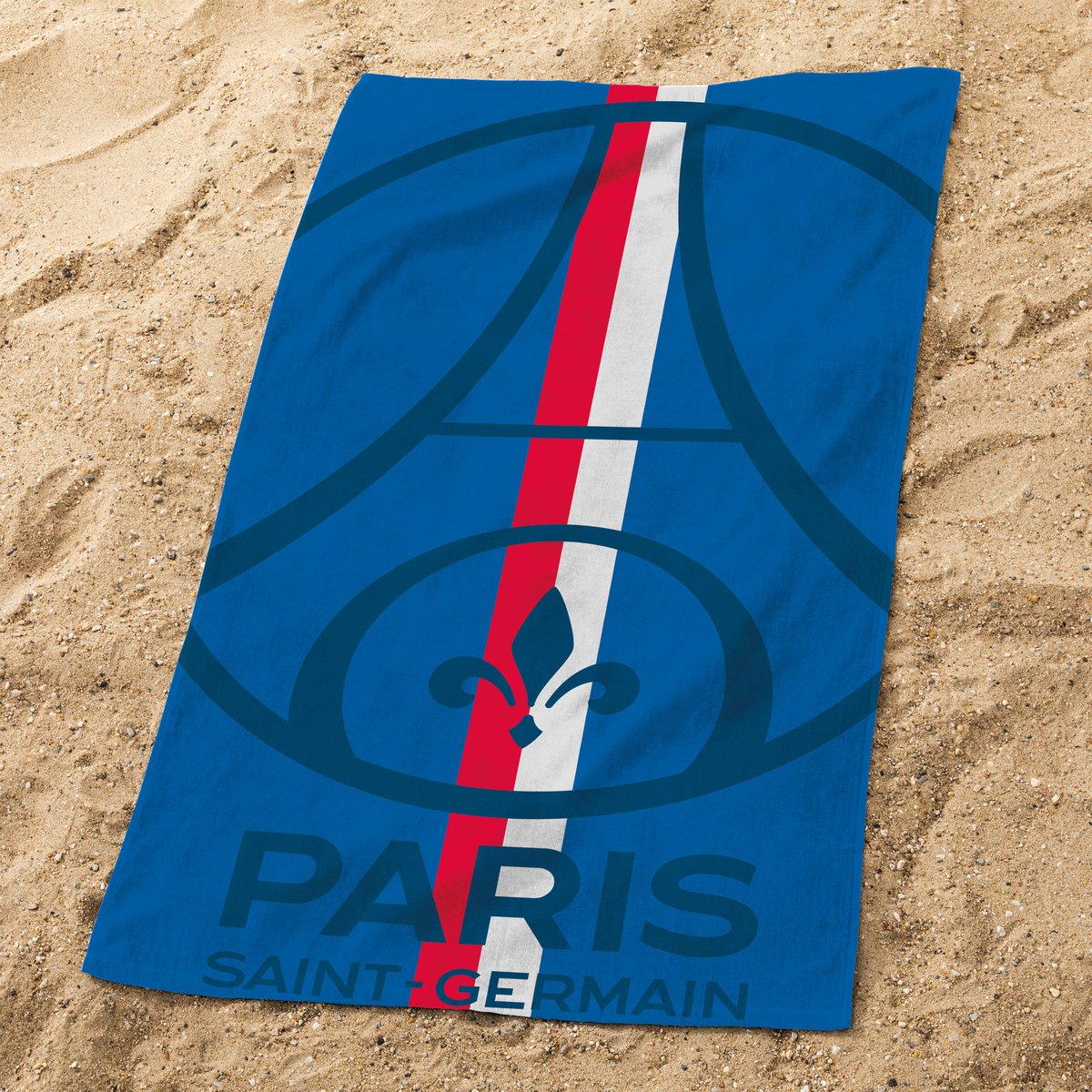 Serviette de bain et de plage imprimée 100% coton, Paris Saint Germain SPORT bleu/rouge, PSG