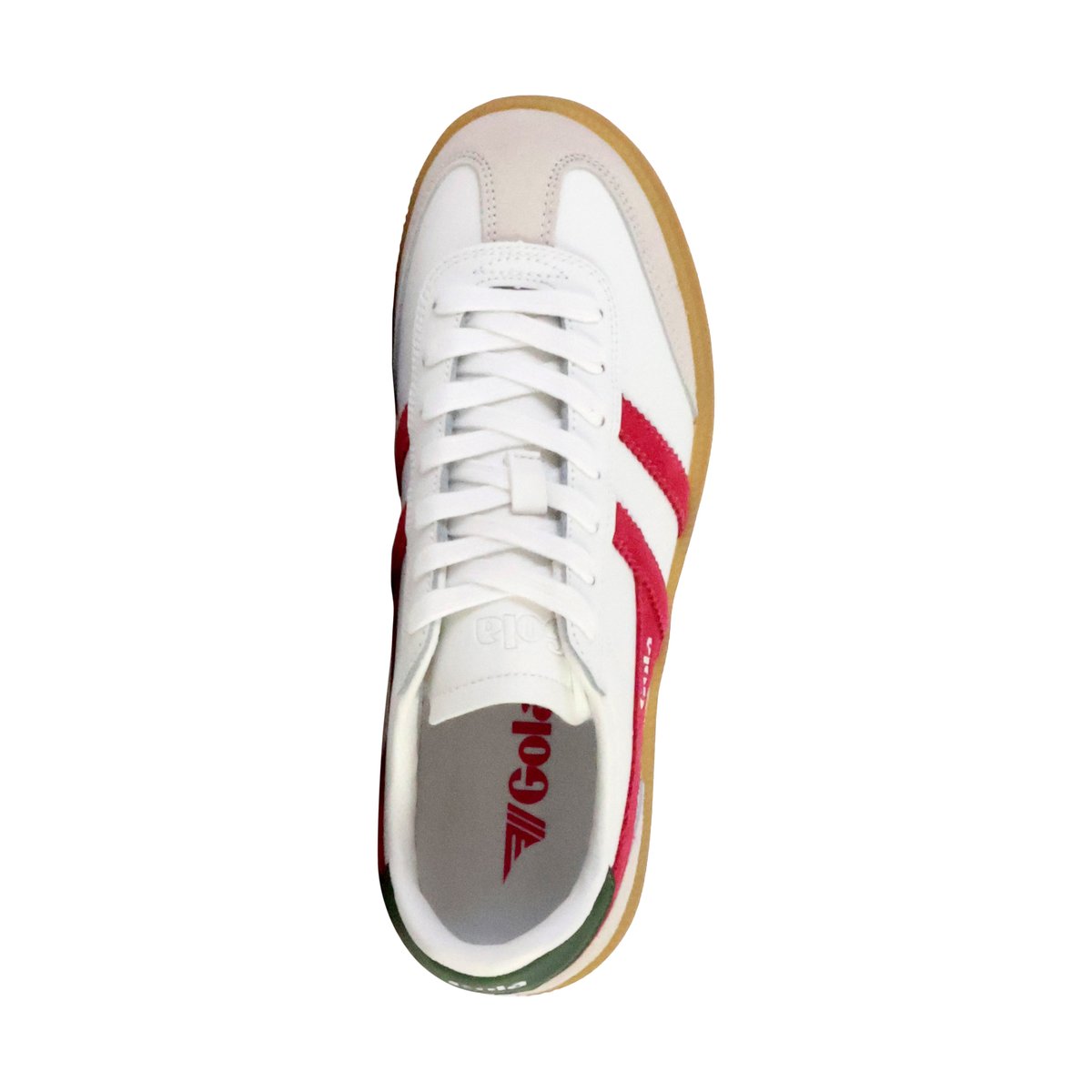 Basket Basse Cuir Viper Leather blanc fuchia vert gomme, GOLA