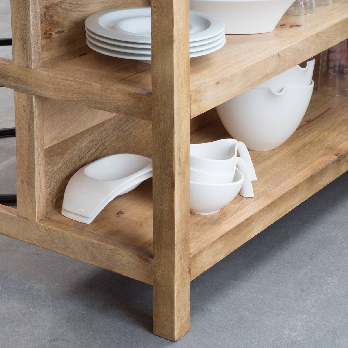 Îlot central en bois de manguier LOUISA blanc, MADE IN MEUBLES