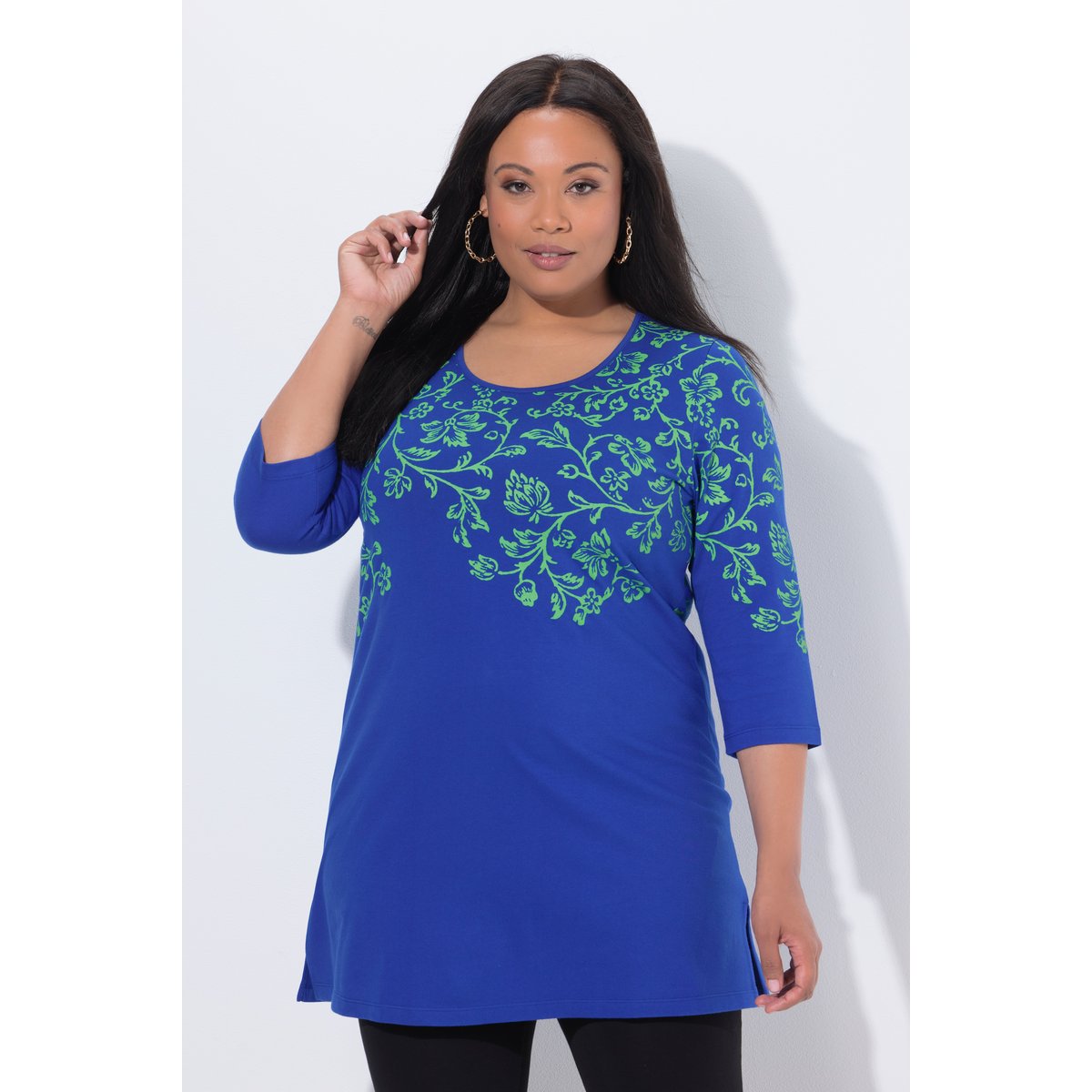 T-shirt long avec imprimé marine, ULLA POPKEN