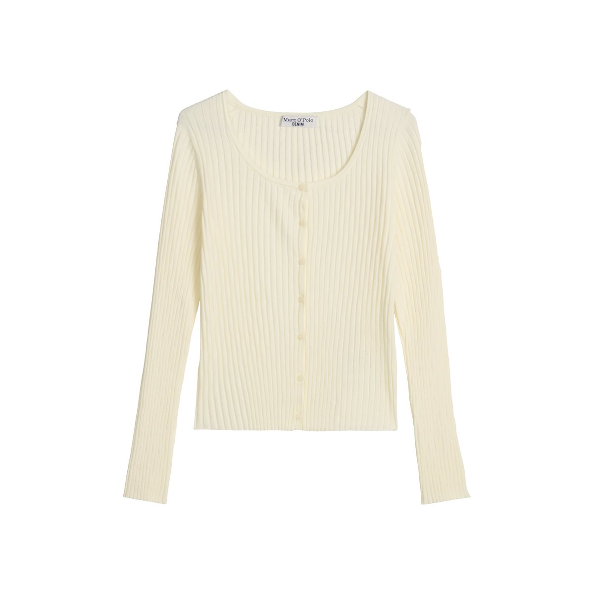 Cardigan en maille côtelée slim en LENZING™ ECOVERO™ nature, MARC O’POLO DENIM