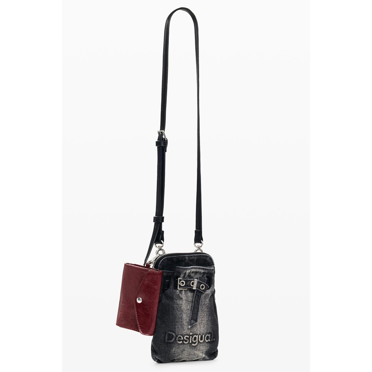 Grand porte-monnaie en denim noir, DESIGUAL