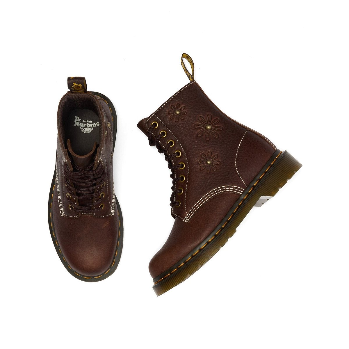 Anfibi 1460 Pascal ricamati in pelle Grizzly marrone, DR. MARTENS
