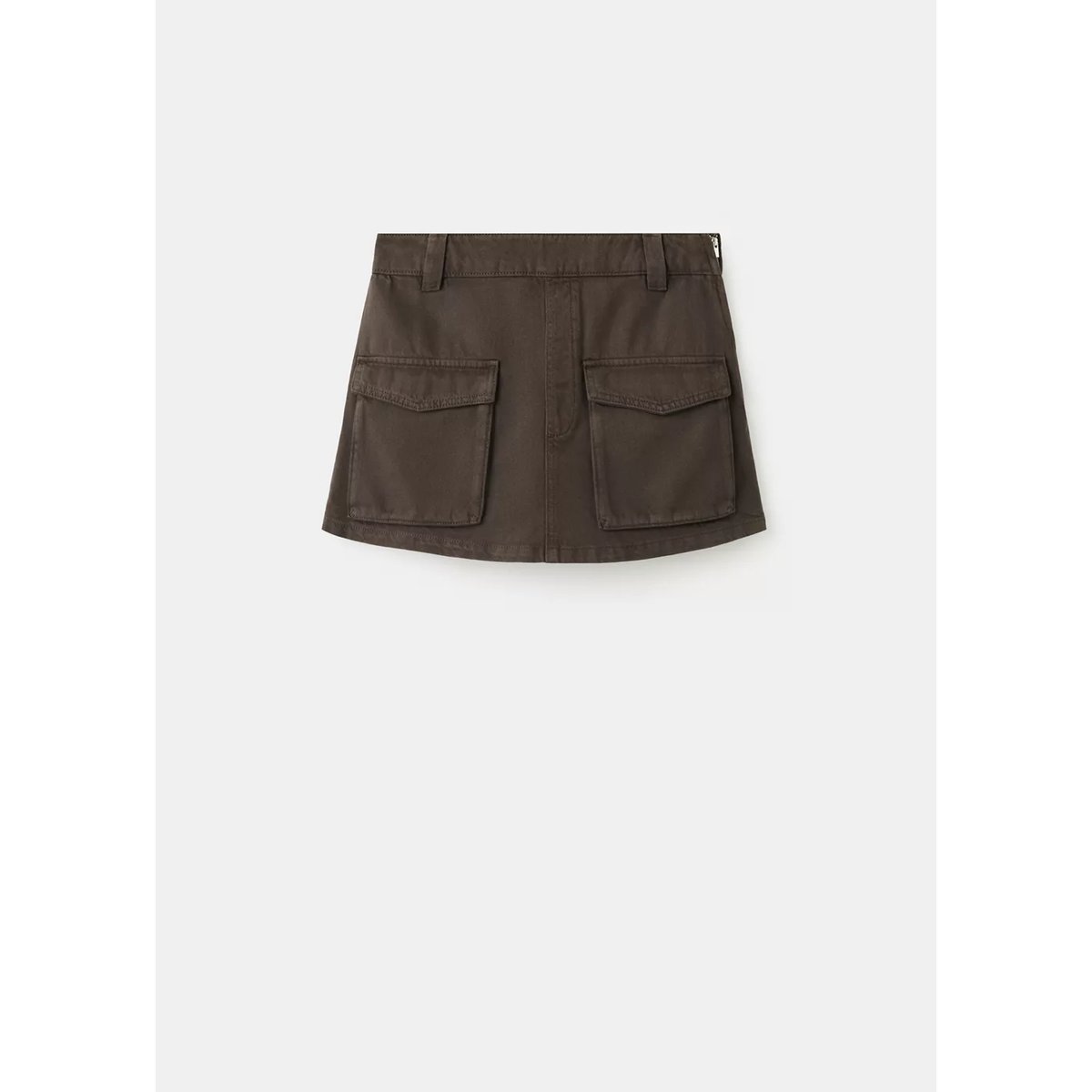 Jupe-short en denim cargo chocolat, MANGO