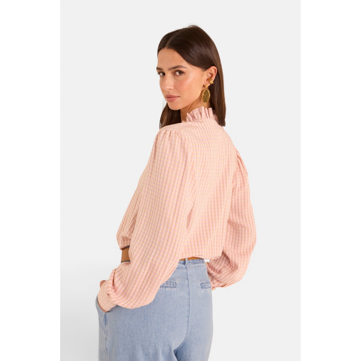 Blouse imprimé vichy à manches longues SALIA primerose, Maison 123
