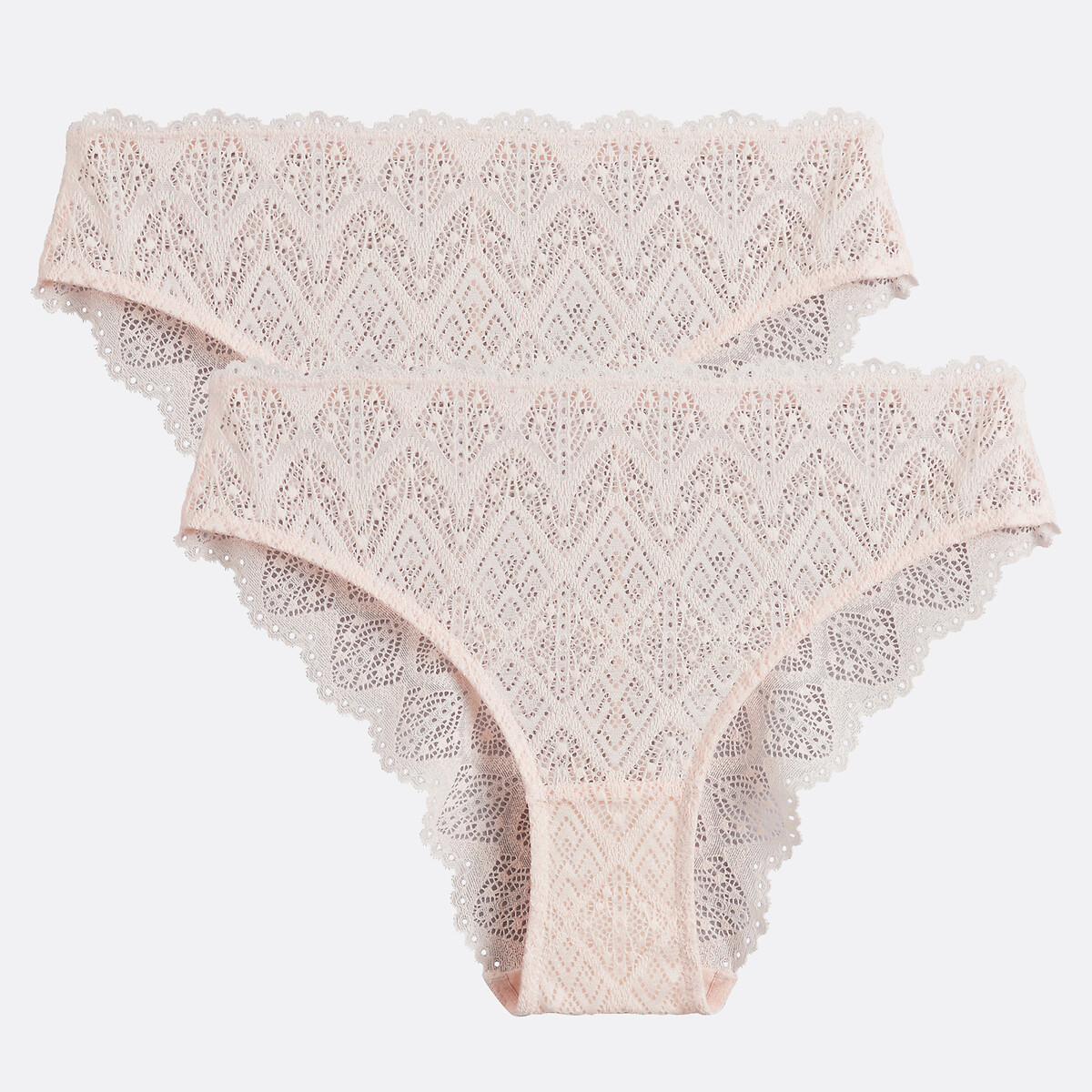 Set van 2 slips volledig in kant, Lison poederroze, LA REDOUTE COLLECTIONS