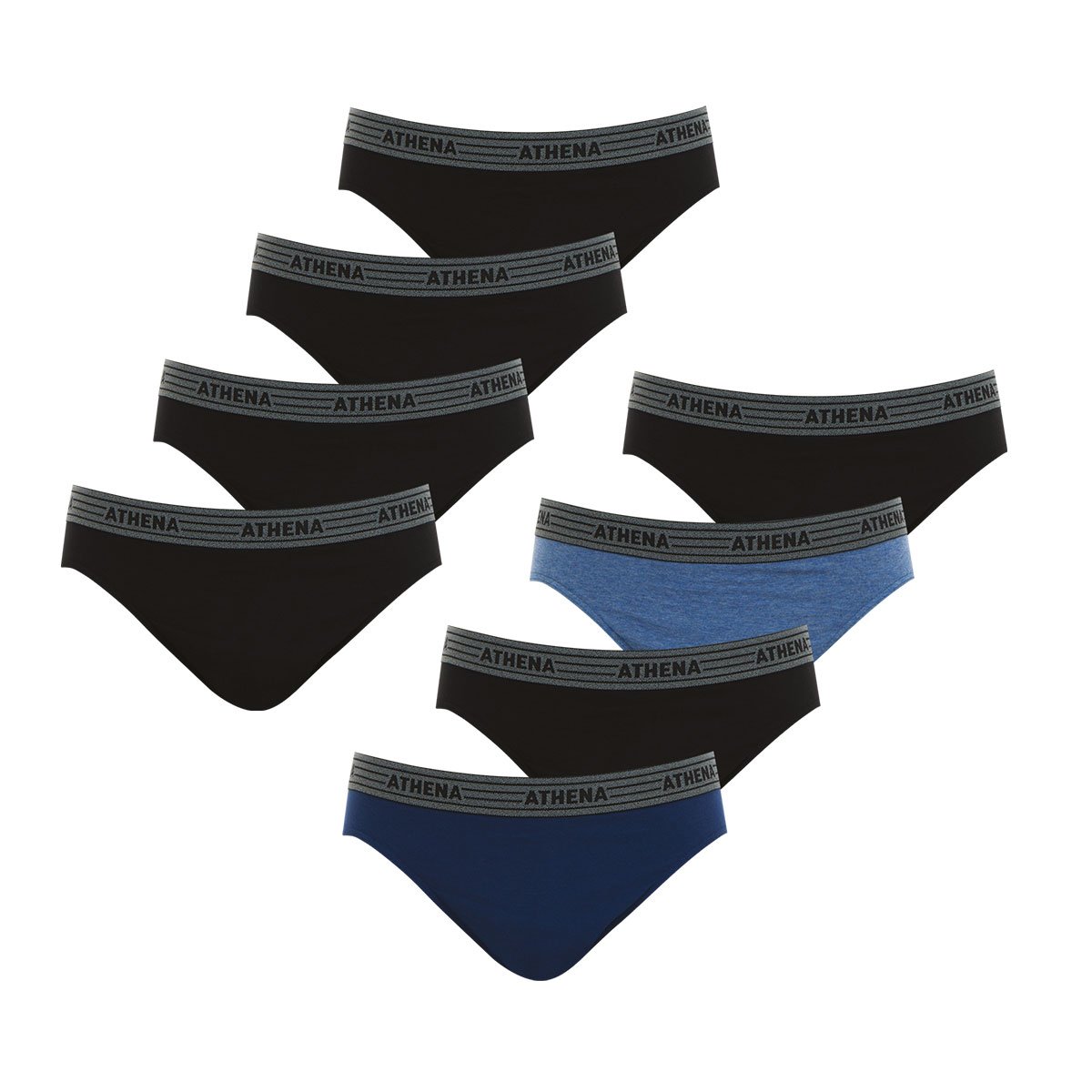 Maxi Lot De 8 Slips Basic Coton gris/noir/blanc, ATHENA