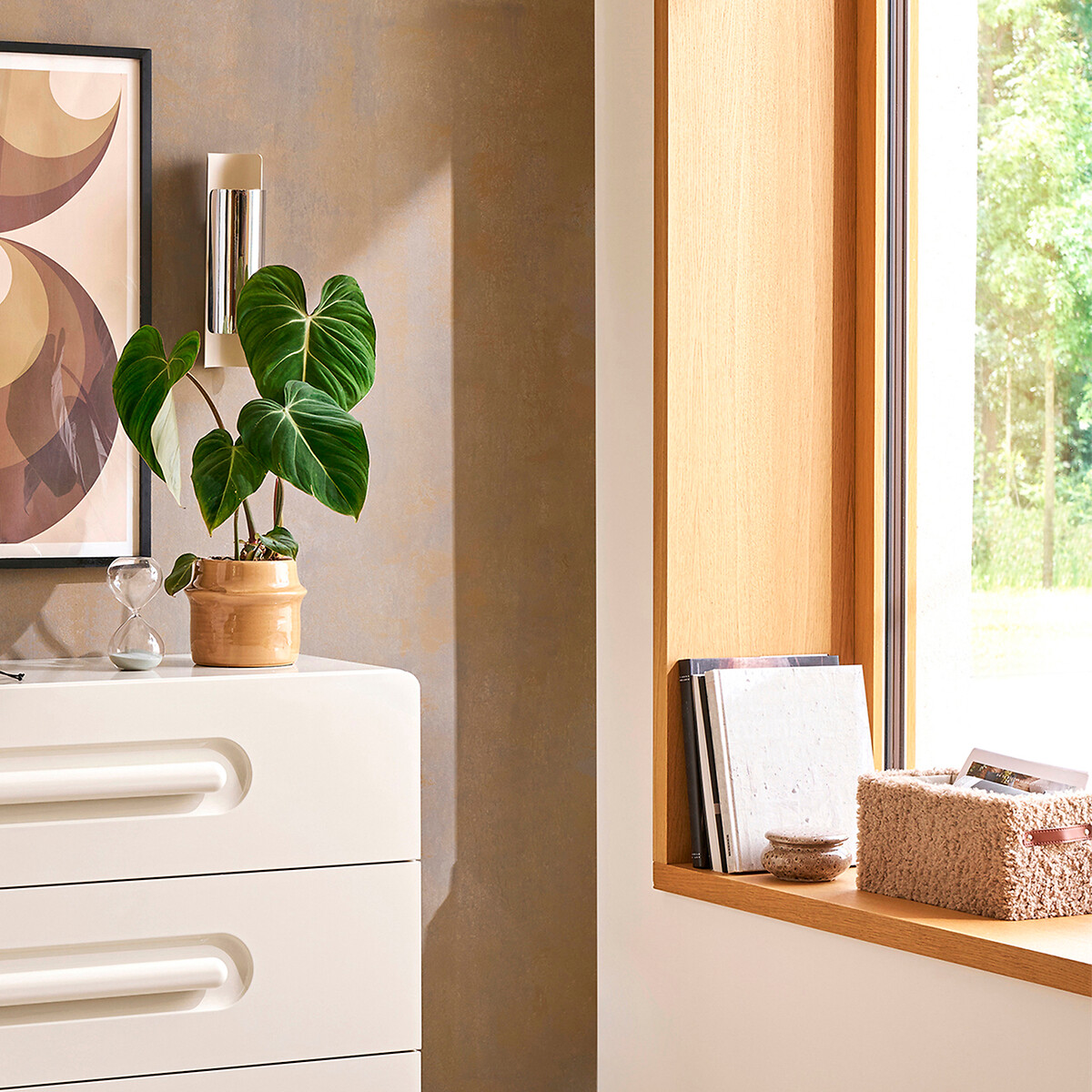 Boîte ronde en céramique Ø13 cm, Rima taupe, LA REDOUTE INTERIEURS