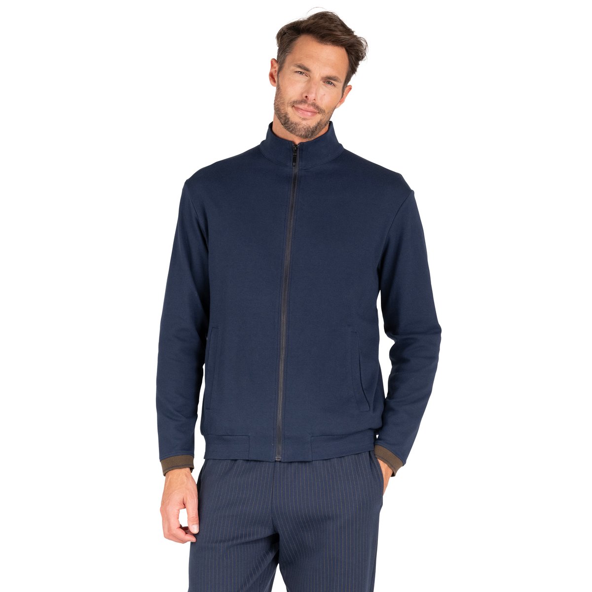 Veste zippée INTERLOCK marine, EMINENCE
