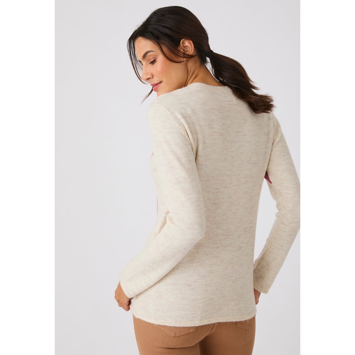 Pull toucher doux imprimé rose fleuri, DAMART