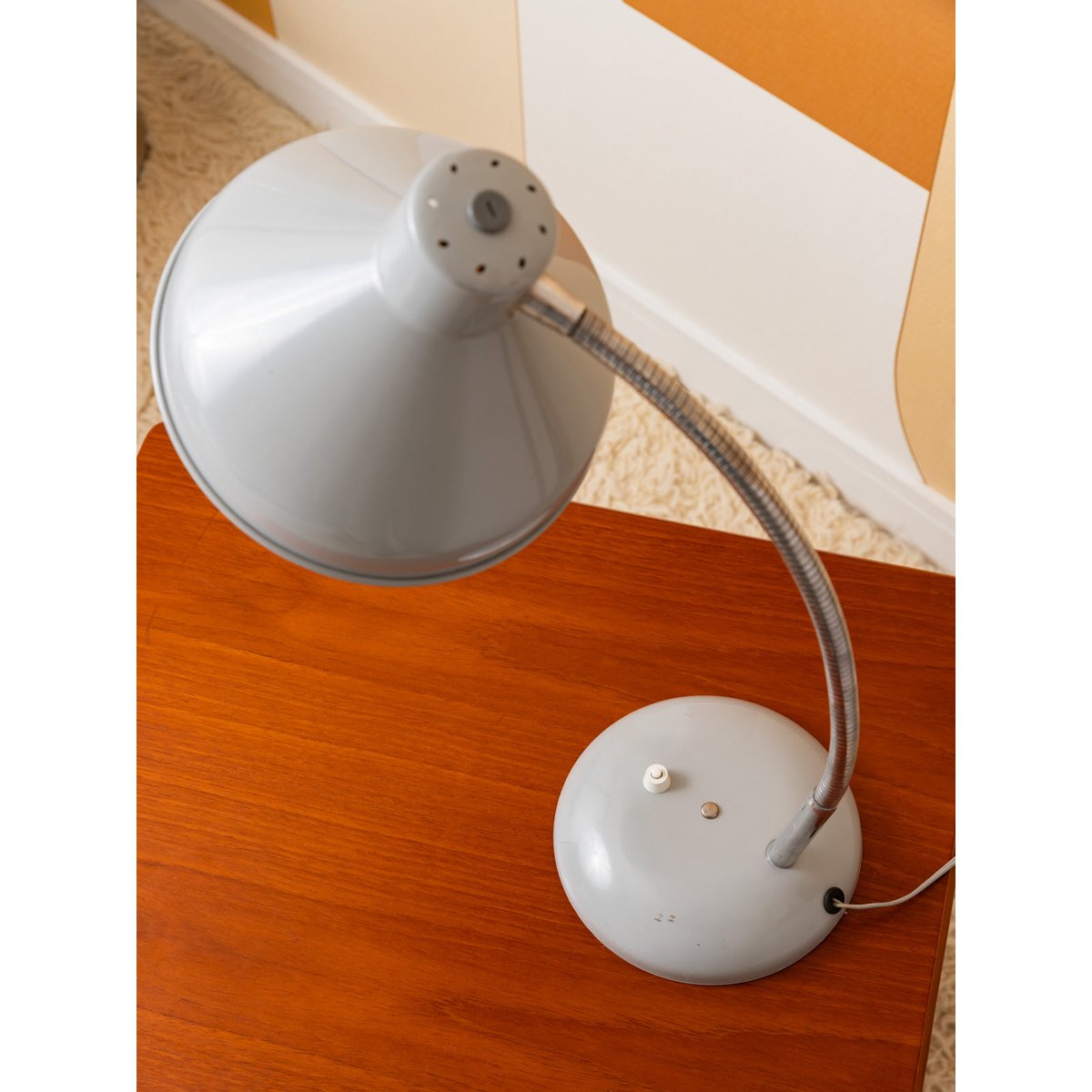 Lampe vintage industrielle émaillée grise Julia N°1067 - Bon état gris, DEBONGOUT