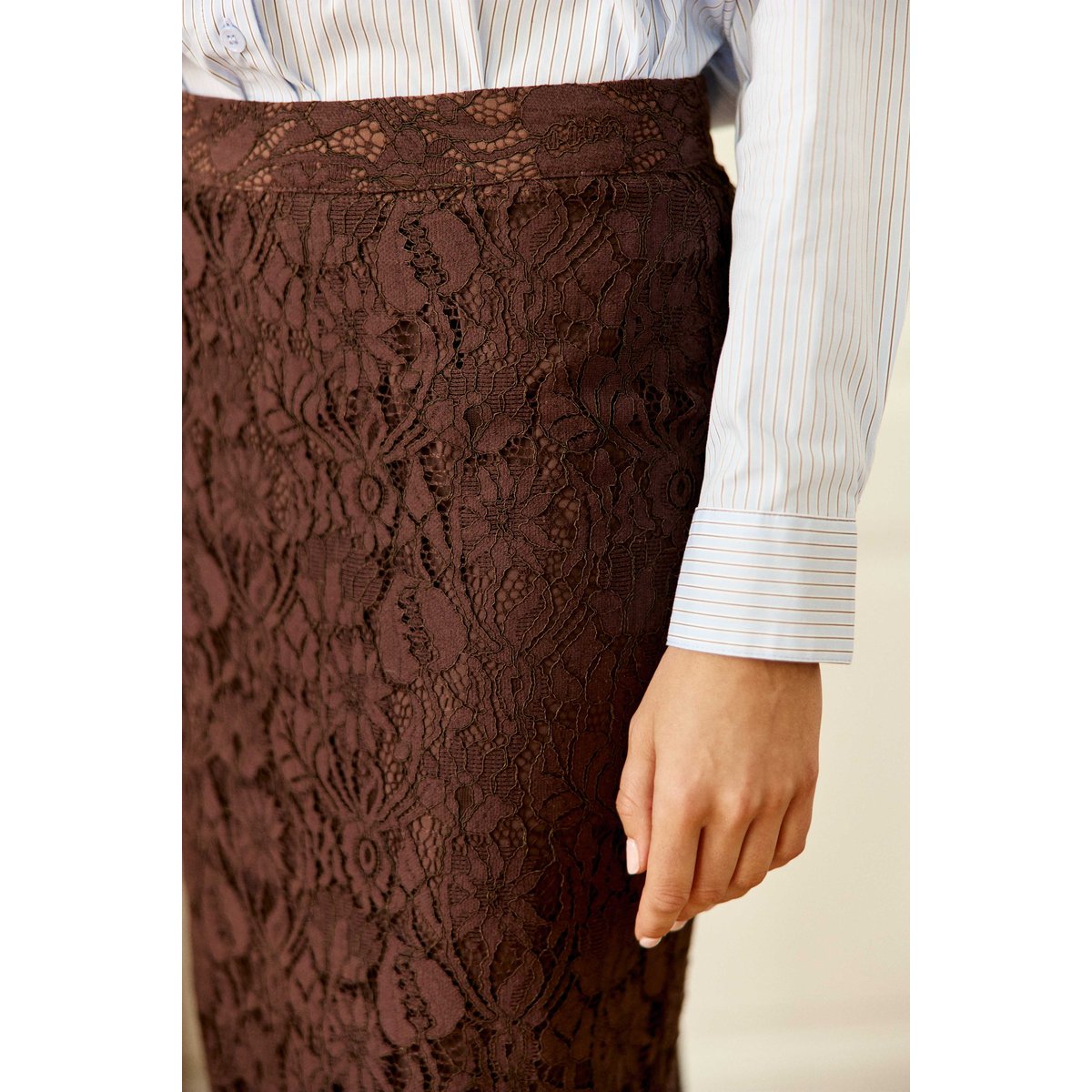Jupe longueur midi droite uni JULANA 16-marron, LA PETITE ETOILE