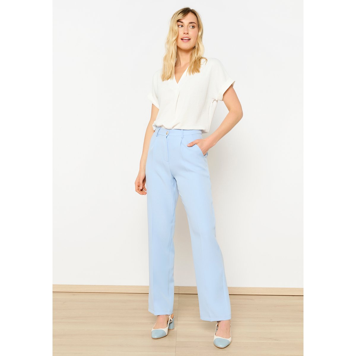 Pantalon droit chic bleu pastel, LOLALIZA