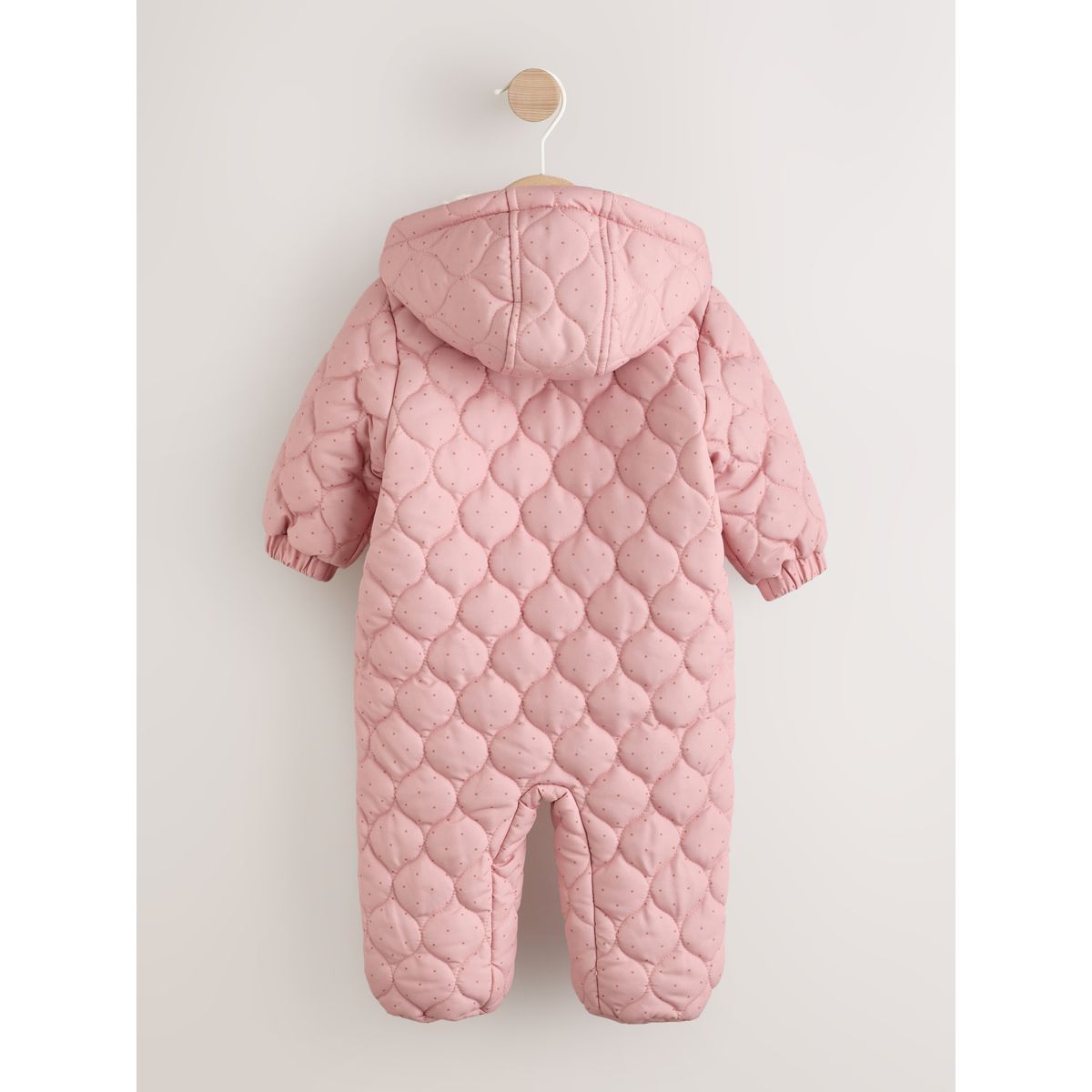 Combinaison à capuche pour bébé nylon rose à pois, double fermeture éclair, NEXT