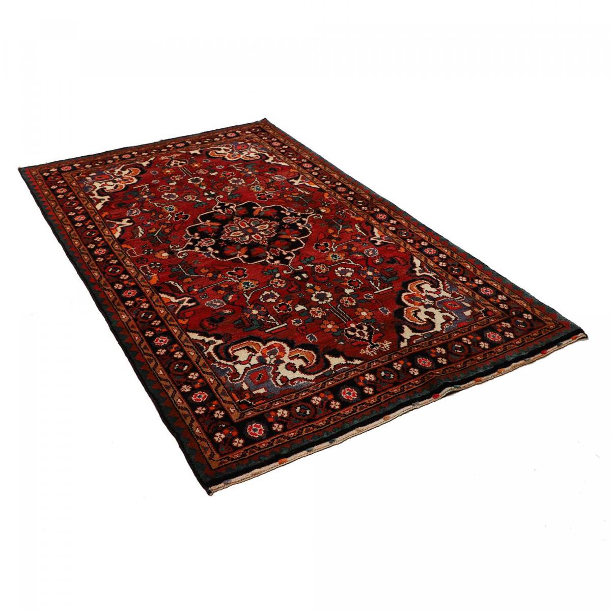 Tapis d'orient, motif oriental noué main en laine, HAMADAN 9 rouge, bleu, noir, UN AMOUR DE TAPIS