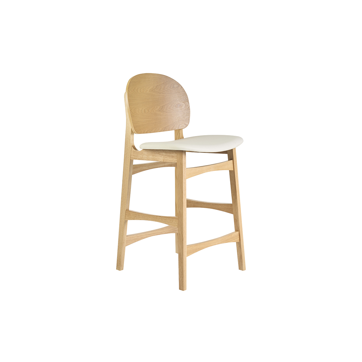 Tabourets scandinaves en bois clair frêne et blanc H68 cm (lot de 2) ELTON blanc, MILIBOO