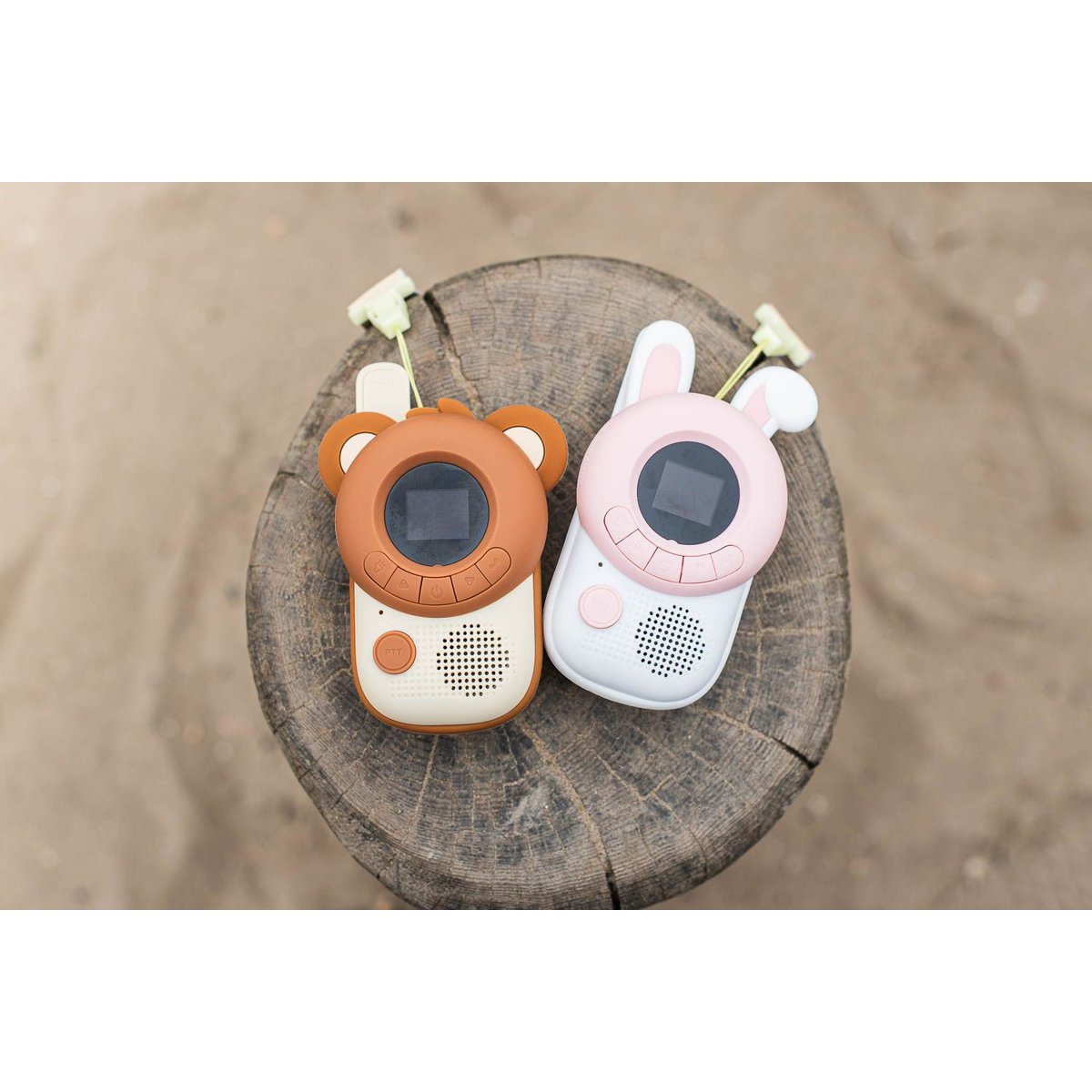Talkie walkie LAPIN x OURS marron clair et rose clair, THE ZOOFAMILY