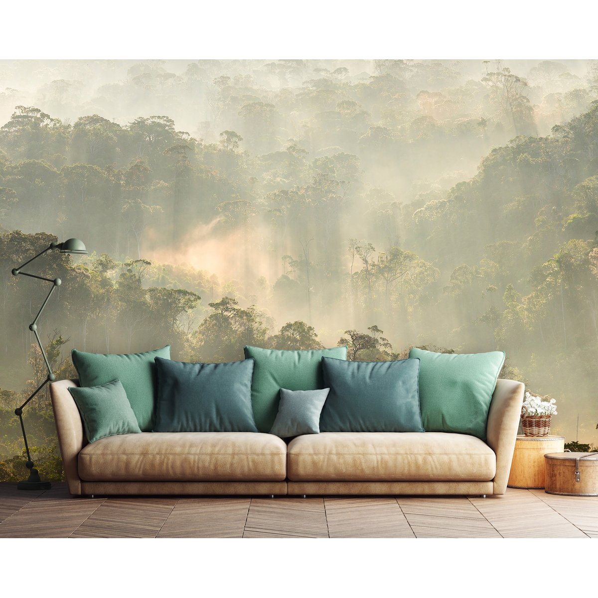 Papier peint panoramique MISTY FOREST multicolore, LE PAPIERS DE NINON