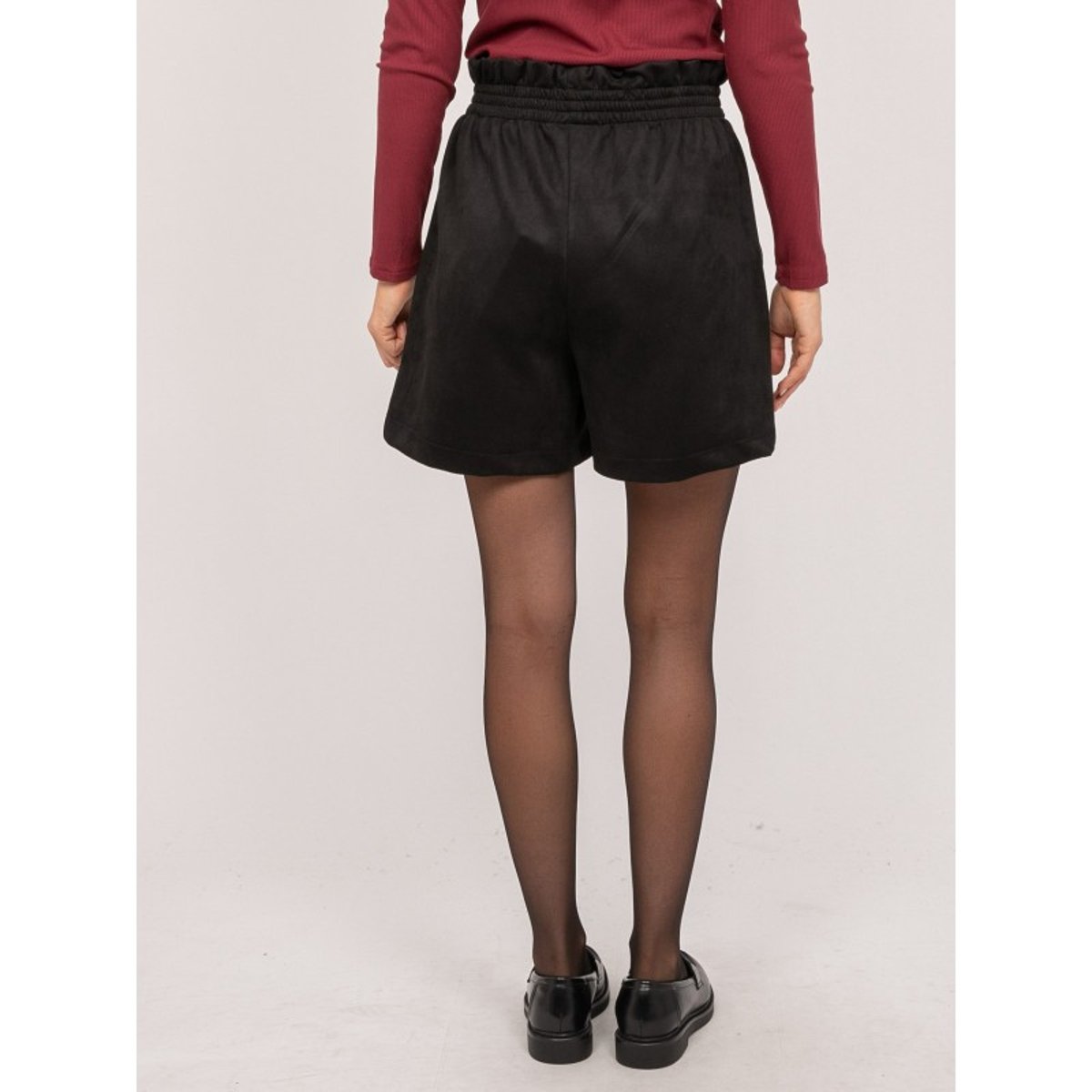 Short Taille Haute Suédine Ceinture élastiquée Xiche noir, DONA LISA