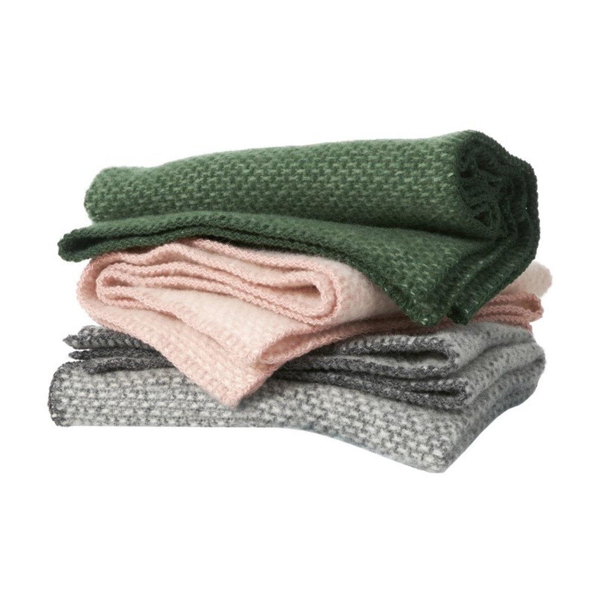 Plaid laine agneau  DOMINO vert foncé, KLIPPAN