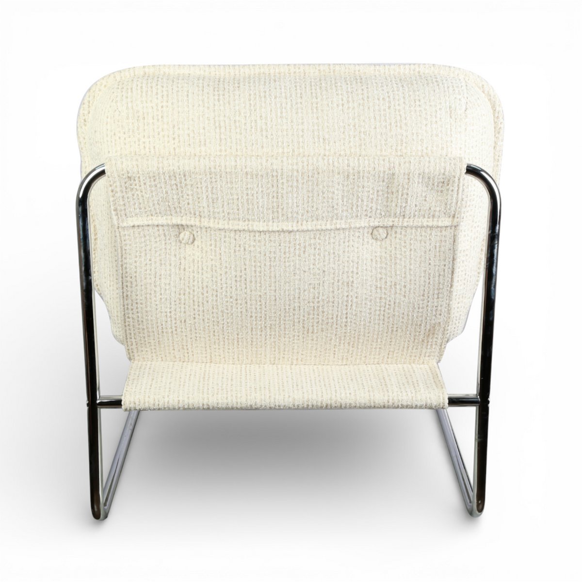 Fauteuil tissu chenillé  pied chromé beige, ZAGO